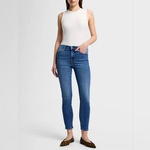 7 For All Mankind Blue Skinny Jeans with Subtle Faded Effect
